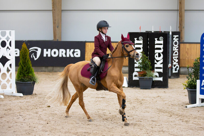 amazone springt over de knhs hindernis op het nationaal hippisch centrum